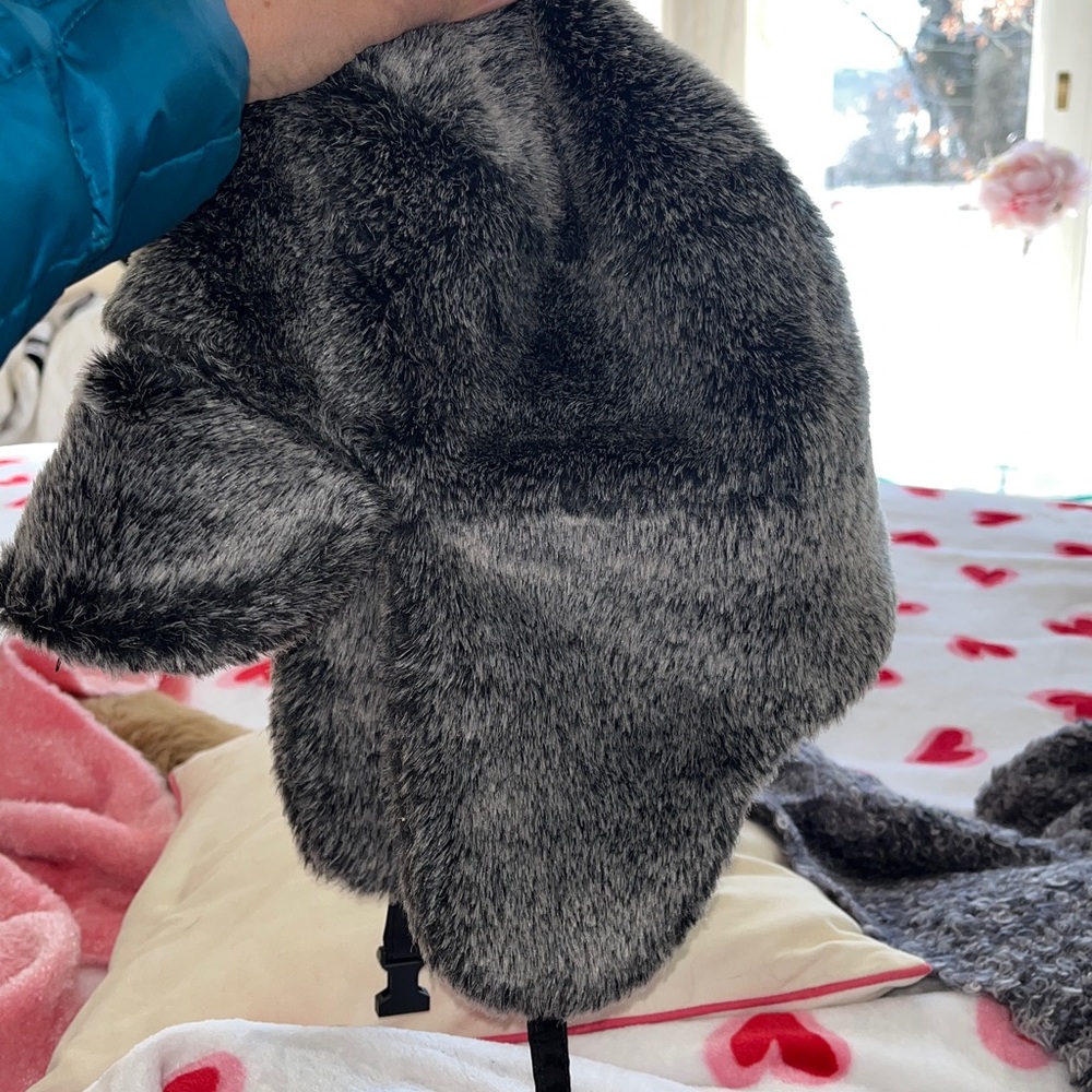 DPC Women's Gray Bomber  Faux Fur Hat
